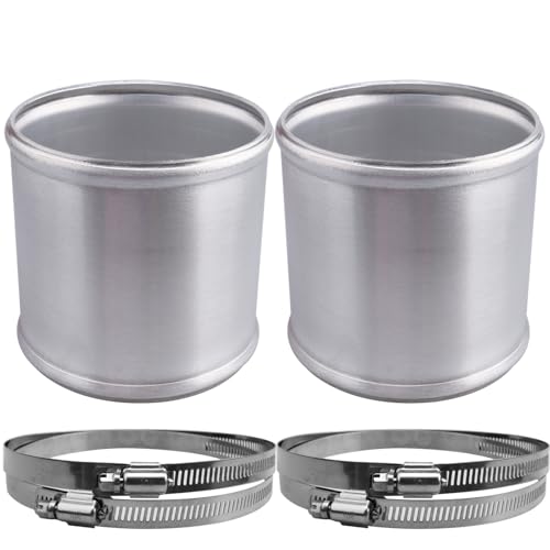 AC PERFORMANCE 4" (102mm) OD Aluminum Alloy Hose Joiner Silicone Pipe Connector Bead, 4" Length with 304 SS Clamps, Pack of 2 - size: 4" (102mm) - 2PCS