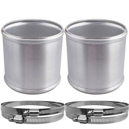 AC PERFORMANCE 4" (102mm) OD Aluminum Alloy Hose Joiner Silicone Pipe Connector Bead, 4" Length with 304 SS Clamps, Pack of 2 - size: 4" (102mm) - 2PCS