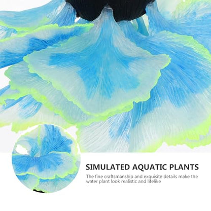 Toyvian Artificial Water Grass Aquarium Plant Decoration, Blue Silicone Fish Tank Aquatic Plant Adornment for Freshwater Tanks, Plastic Aquarium Supplies Micro Landscape Decor