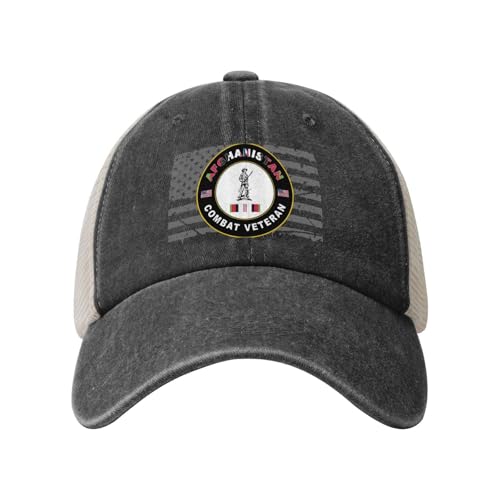 United States National Guard Afghanistan Combat Veteran Cowboy Hat Trucker Mesh Baseball Cap: Comfortable & Sturdy Headwear for Outdoor Black69