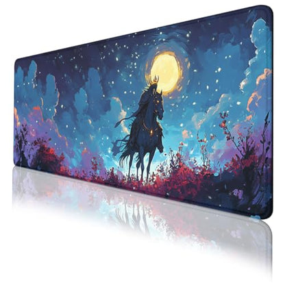 Epic Ghost Rider Gaming Mouse Pad Red Crystal Magic Moss Flowers Extended Mousepad XXL Computer Laptop Keyboard Mouse Mat Big Aesthetic Desk Decor Pad 31.5x11.8 in