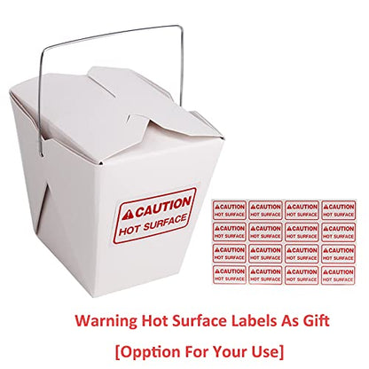 50 Pack 32oz Chinese Take Out Food Boxes with Metal Wire Handle & Labels, Party Favor Boxes Paper Take Out Food Containers For Hot Or Cold Food