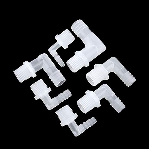 Hose Barb Fitting Elbow 1/4" Hose Barb x 1/4 Male NPT Barbed Adapter for Fuel Gas Liquid Air (Pack of 5) - size: 1/4" Hose Barb x 1/4 Male