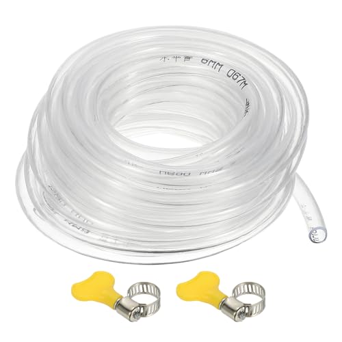 PATIKIL PVC Vinyl Tubing, 1/4"ID x 5/16"OD Flexible Clear Plastic Tube with 2 Hose Clamps, Hose Line Pipe for Multipurpose Industrial Vinyl Aquarium, 16.4FT - size: 1/4" ID 16.4FT