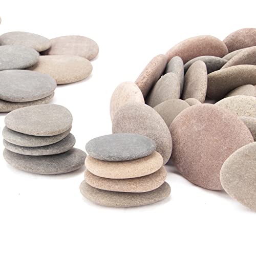 [About 97 PCS - 105 PCS](18 Pounds) Painting Rocks,2.33"-3.72" River Rocks,DIY Rocks,Flat Rocks,Craft Rocks,Natural Stones
