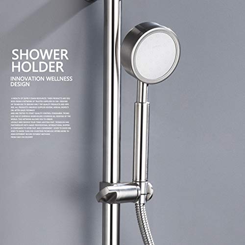 Adjustable Shower Head Holder for 25 mm Slide Bar, Stainless Steel Shower Bar Slider Holder Replacement Part Brushed Nickel, ST35 - color: Brushed Nickel