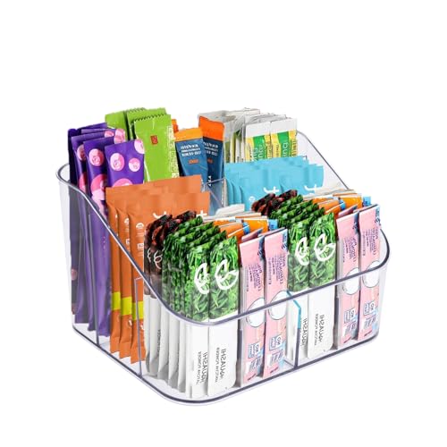 Drink Packet Organizer, Powdered Drink Mix,Powder Packet,Acrylic Water Flavor Packet Organization Container with Removable Dividers for Storage Bins for Kitchen Cabinet, Pantry,Office - size: Large