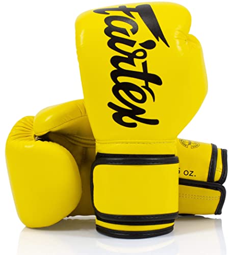 Fairtex Muay Thai Boxing Gloves for Men, Women, Kids | MMA Gloves, Kickboxing, Gym, Workout | Premium Quality, Light Weight & Shock Absorbent Boxing Gloves - BGV14, BGV11, BGV18, BGV20, BGV25 - color: BGV14 Yellow, size: 8 oz