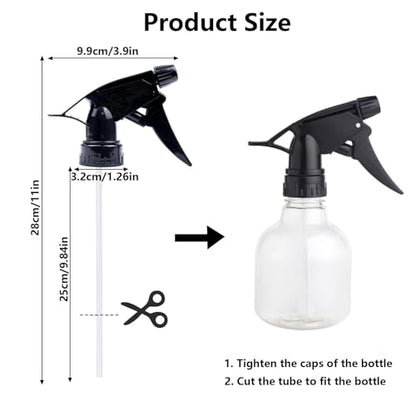6pcs Spray Bottle Replacement Nozzle Mist Spray & Stream Sprayer Reusable with Tube Tops Fit Standard 28/400 Neck Bottles for Kitchen, Garden and Office Cleaning Supplies