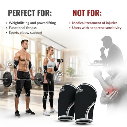 Elbow Sleeves (1 Pair) for Weightlifting, Powerlifting & Cross-Training - 5mm Neoprene Support for Men & Women - size: XX-Large