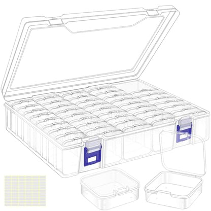 Bead Organizer Box, 46Pcs Small Bead Organizers and Storage Plastic Cases, Mini Clear Storage Containers Boxes with Hinged Lid for Diamond Painting Accessories Seed Jewelry Crafts