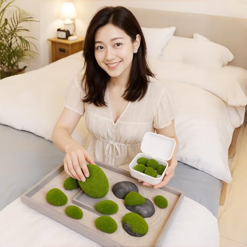 12 Pcs Artificial Moss Rocks (6 Sizes) Fake Rocks, Moss Balls, Faux Moss - Perfect for Flower Arrangements, Gardens, DIY Crafts, and Aquarium Plants Decorate