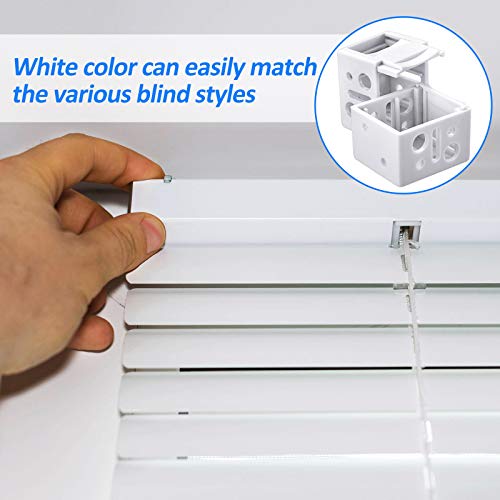 Jetec 2 Pieces 1 Inch Mini Blind Brackets White Plastic Profile Box Mounting Window Blinds Headrail Bracket