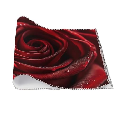 Placemat Set of 4 Washable Place Mats Heat Resistant Close-Up Photo of Red Rose Table Mats for Kitchen Non-Slip Placemats Wipeable Desktop Protection Mat for Dining Table - color: Close-up Photo of Red Rose