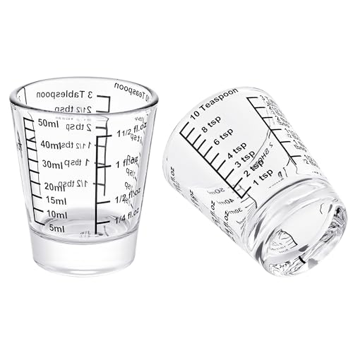 Ackers Mini Measure Heavy Glass, 32-Incremental Measurements Multi-Purpose Liquid and Dry Measuring Shot Glass, Black Single - color: Black