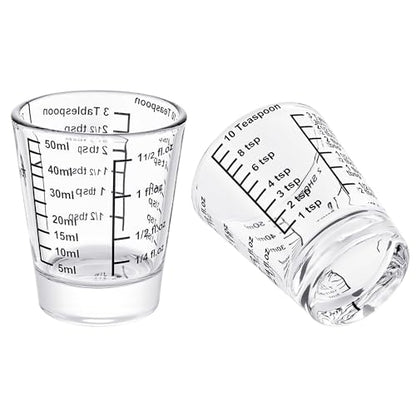 Ackers Mini Measure Heavy Glass, 32-Incremental Measurements Multi-Purpose Liquid and Dry Measuring Shot Glass, Black Single - color: Black