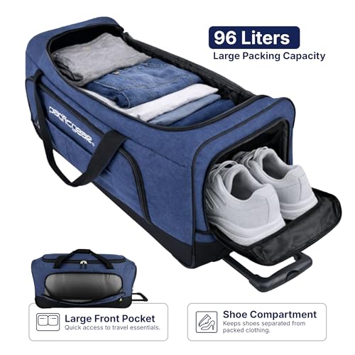 Pacific Gear Duffel Bag with Rolling Wheels - color: Navy, size: 30 inch