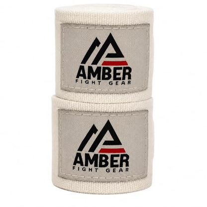 Amber Fight Gear Semi Elastic Professional 180-Inch Hand Wraps with Hook and Loop Closure for Boxing Kickboxing Muay Thai MMA for Men and Women - color: White
