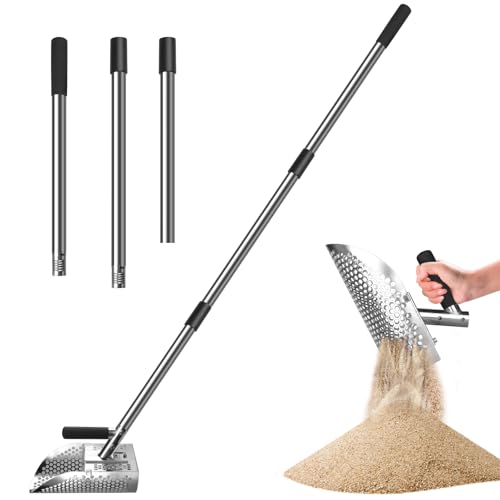 Sand Scoop for Metal Detecting Adjustable Long Handle Sand Shovel Metal Detector Sand Scoop for Adults Stainless Steel Detachable Shovel for Beach, Underwater and Treasure Hunting
