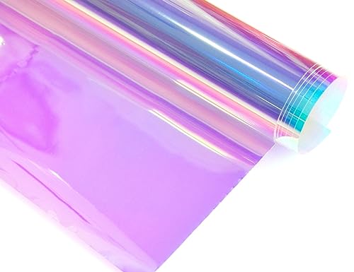 Holographic Decorative Window Film Self Adhesive Chameleon Rainbow Effect Glass Decoration Tint Colorful Film for Christmas Home Decoration Glass Film,17.5Inch x 6.5Feet - size: 17.5Inch x 6.5Feet