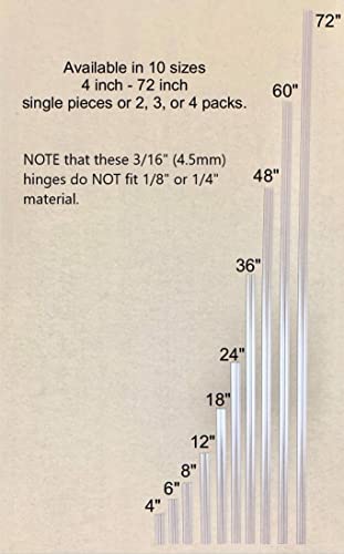 DistinctAndUnique Clear PVC Hinge Piano Style for 3/16" (4.5mm) Material, 12 Inch, 3 Pack No Screw or Glue Plastic Aquarium Lid Hinges for Plexiglass Panels, Golf Cart Windshield Hinge Acrylic Panels