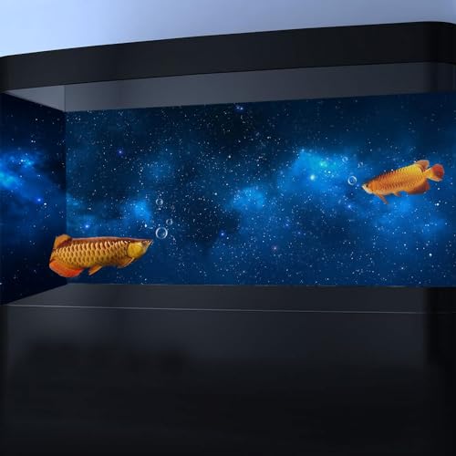 60X24IN Starry Aquarium Background, Art Starry Fish Tank Decorations Background, with 8 EVA Double-Sided Tape