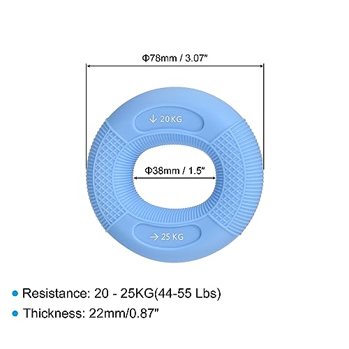 uxcell Hand Grip Strength Trainer, 3" 20-25 KG(44-55 Lbs) Silicone Rings Finger Forearms Exercise Grip Squeezer for Athletes Workout, Rock Climbing, Sky Blue - color: Sky Blue
