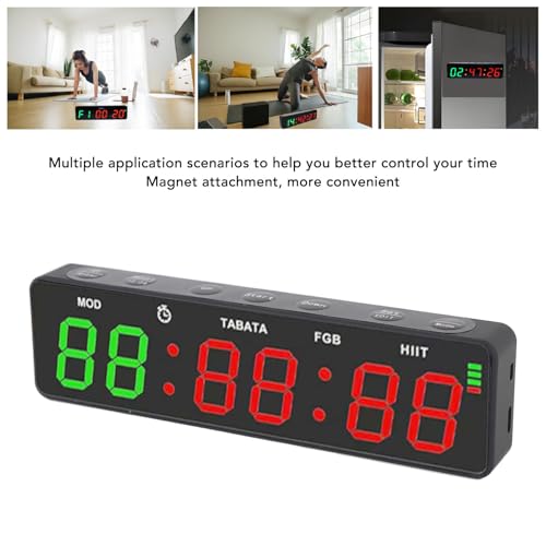 Portable Gym Timer Clock Magnetic Rechargeable Workout Interval Fitness Digital Timer with Stopwatch for Home Garage Boxing