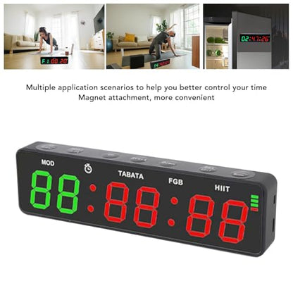 Portable Gym Timer Clock Magnetic Rechargeable Workout Interval Fitness Digital Timer with Stopwatch for Home Garage Boxing