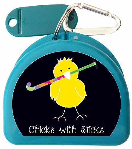 Field Hockey (Aqua) Mouthguard case Mouth Guard Case Retainer Case - Field Hockey Chick - color: Aqua