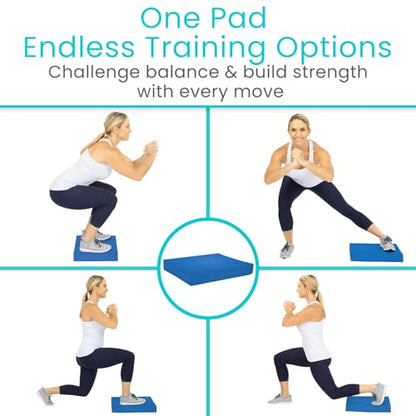 Vive Balance Pad - Foam Large Yoga Mat Trainer for Physical Therapy - color: Champion Blue