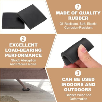 PATIKIL Rubber Solid Anti-Vibration Pads, 4 Pcs 60mm x 10mm Thick Rubber Square Washers Multi-Purpose Gasket Pad Bushings Spacer for HVAC Compressor Air Conditioner, Black