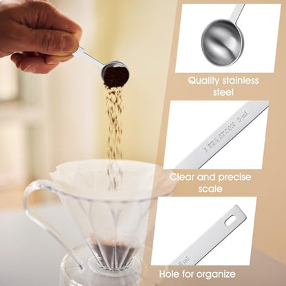 3 Pcs Teaspoons Measuring Spoon, Long Handle Measuring Spoons 5ml, Stainless Steel Measure Spoons, Tablespoon & Coffee Scoop for Accurate Measure Liquid or Dry Ingredients, for Cooking Baking