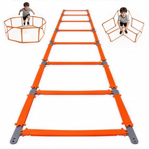 Speed Ladder, Agility Ladder Speed Training Equipment, 2-in-1 Adjustable Hurdle Ladder for Soccer, Rugby, Fitness, Footwork and Agility Training