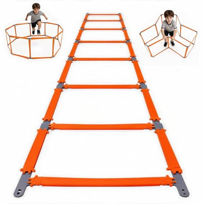 Speed Ladder, Agility Ladder Speed Training Equipment, 2-in-1 Adjustable Hurdle Ladder for Soccer, Rugby, Fitness, Footwork and Agility Training