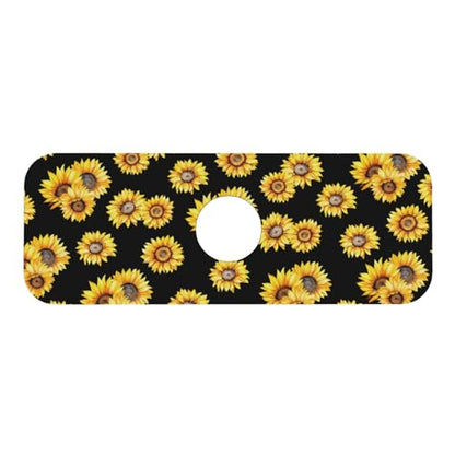 Faucet Draining Mat For Kitchen Sink, Sunflower Flower Black Diatom Mud Absorbent Drain Pad For Bathroom Kitchen Sink Splash Guard Drying Mat - color: Sunflower Flower Black