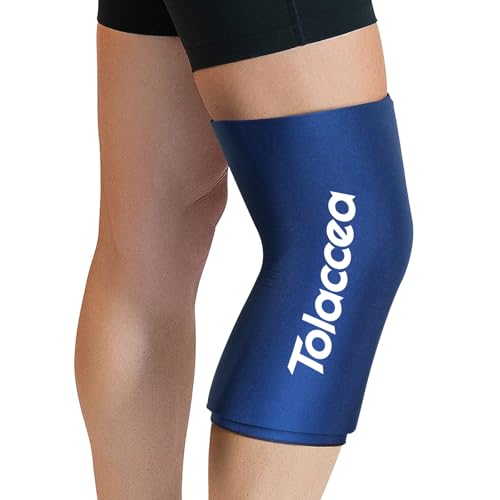 Tolaccea Hot & Cold Therapy Flexible Ice Packs Cold Therapy Compression Sleeve Reusable Gel Pack for Injury Cold Wrap for Knee Calf Elbow (Large (Pack of 1), Blue) | Leak-Resistant Stitching, Soft Flexible Gel, Hot & Cold Therapy for Tendonitis, Hands-Fre