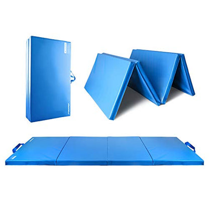 RitFit Upgraded Folding Exercise Mat, 2 Inch Thick Gymnastics Mat - color: Blue(4' x 10')