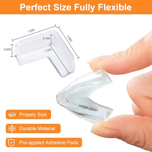 HOWAWU Clear Corner Guards 16 Pack, Corner Protector Baby, Corner Protectors for Sharp Edges - Furniture Table Edge Safety Bumpers Proofing Transparent