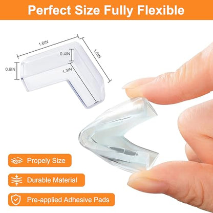 HOWAWU Clear Corner Guards 16 Pack, Corner Protector Baby, Corner Protectors for Sharp Edges - Furniture Table Edge Safety Bumpers Proofing Transparent