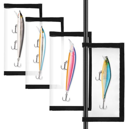 Kakalote Fishing Lures Cover, 4 Piece Lure Wraps 2 Sizes PVC Clear Bait Cover for Fishing Rod Storage