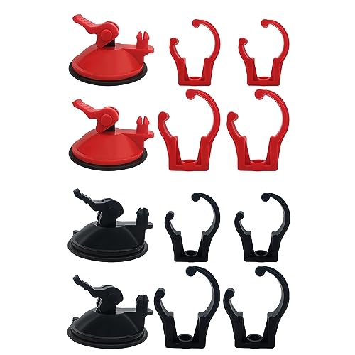 1set Aquarium Suction Cup Clip Fish Tank LED Light Angles Adjustable Buckle with Suction Cups Aquarium Accessories Tube Holder for Lid - color: Black