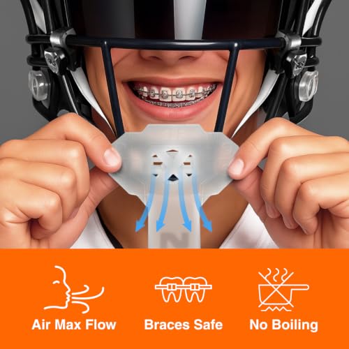 SLEEFS X Clear Football Mouth Guard - Lip/Mouthguard with Helmet Strap - Lip/Teeth Protector Mouthpiece - Moldable - for Youth/Adults, Men & Women Mouth Guard, Maximum Air Flow, Lacrosse, All Sports - color: Clear With Logo