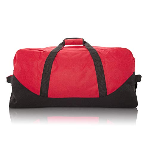 DALIX 25" Big Adventure Large Gym Sports Duffle Bag (Black Grey Navy Blue Red Camo) - color: Red