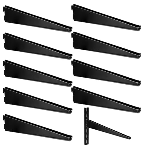 Yalikop 10 Pack dual track shelf bracket for Double Track System adjustable shelf brackets Closet Organization Heavy Duty Wire Shelf Brackets (White,11.5 Inches) - color: Black, size: 9 Inches