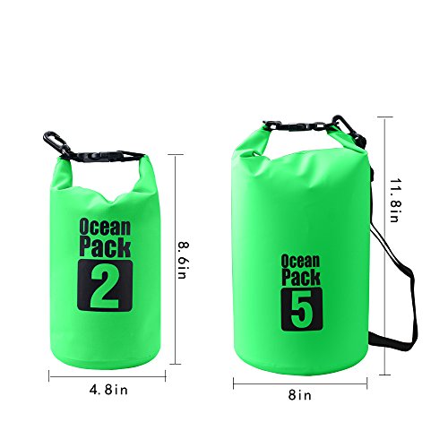Dry Sack/Waterproof Bag for Boating, Kayaking, Hiking, Snowboarding, Camping, Rafting, Fishing and Backpacking (Green, 2L) - color: Green, size: 2L
