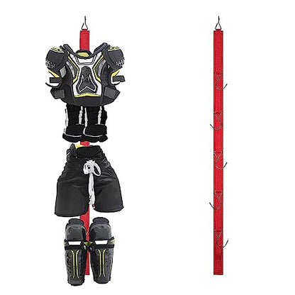 Hockey Hanger Portable Hanging Dryig Rack Hockey Gifts for Home and Outdoor Using in Ice Hockey Skating Football Camping Fishing 5 Hooks (Red) - color: Red