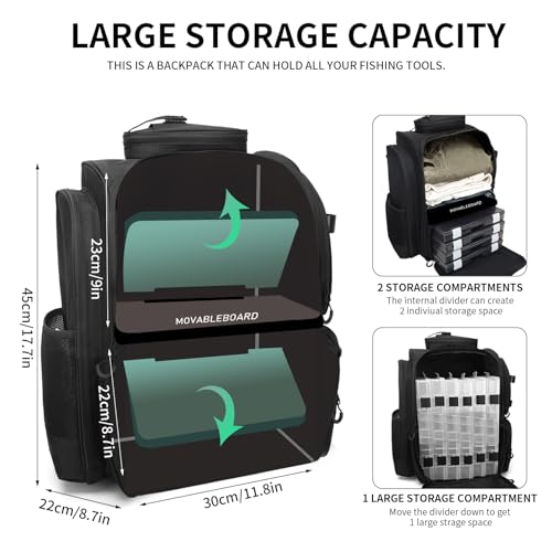 Fishing Backpack, fishing bag with Rod Holders. Large tackle Backpack Strong Materials