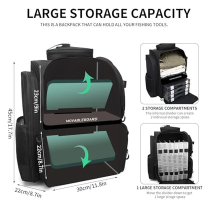 Fishing Backpack, fishing bag with Rod Holders. Large tackle Backpack Strong Materials