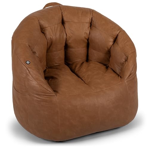 Big Joe Milano Beanbag Chair with Vibe Caramel Montana Leather - color: Carmel Montana Leather, size: Milano with Vibe